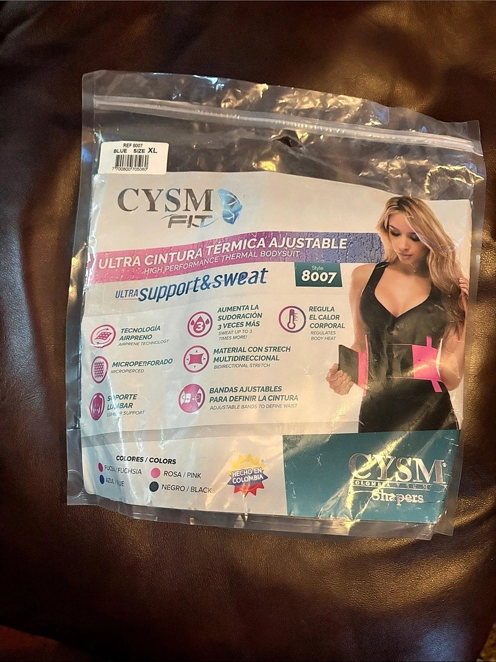 CYSM Workout sweat enhancing waistband - Style 8007 XL color blue and black adju